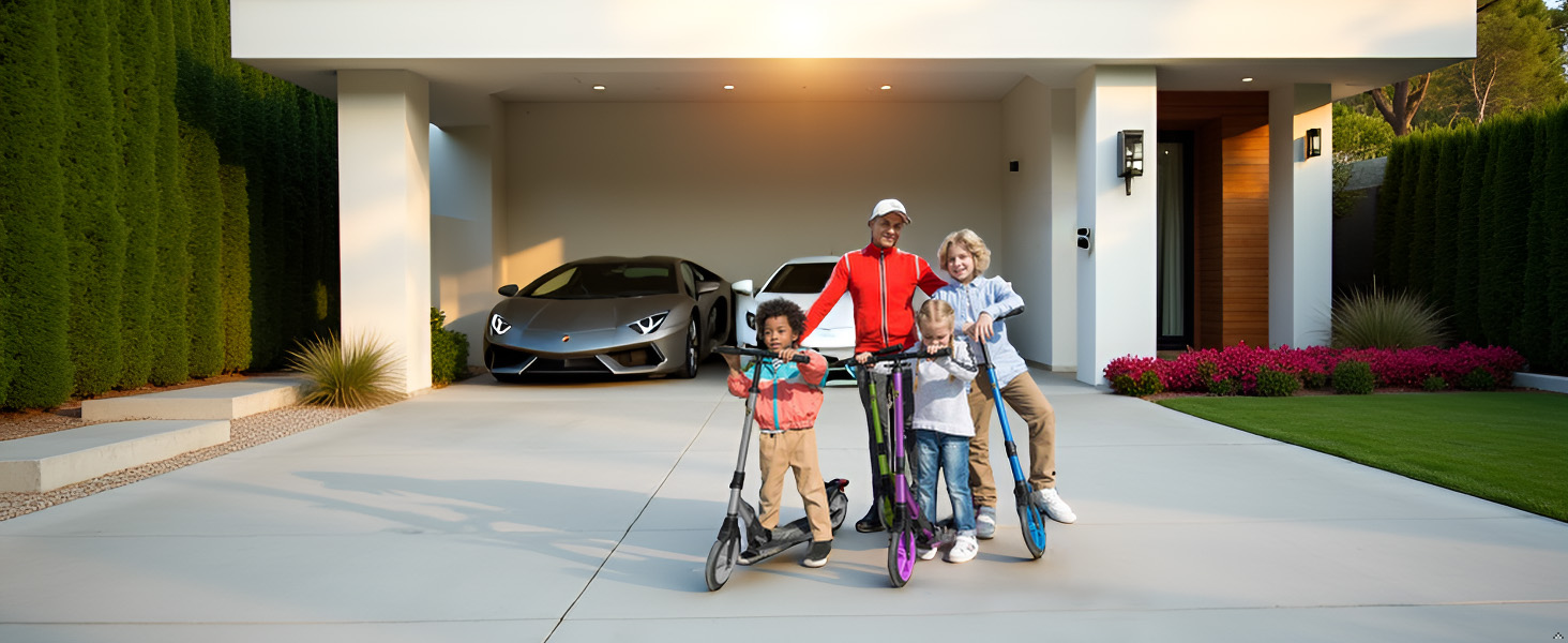 Скутер Lamborghini Tretroller Cityroller з великим колесом, складний, регульована висота, для дорослих та дітей, з підставкою, передньою амортизацією та гальмом на задньому колесі, до 100 кг (Сірий)