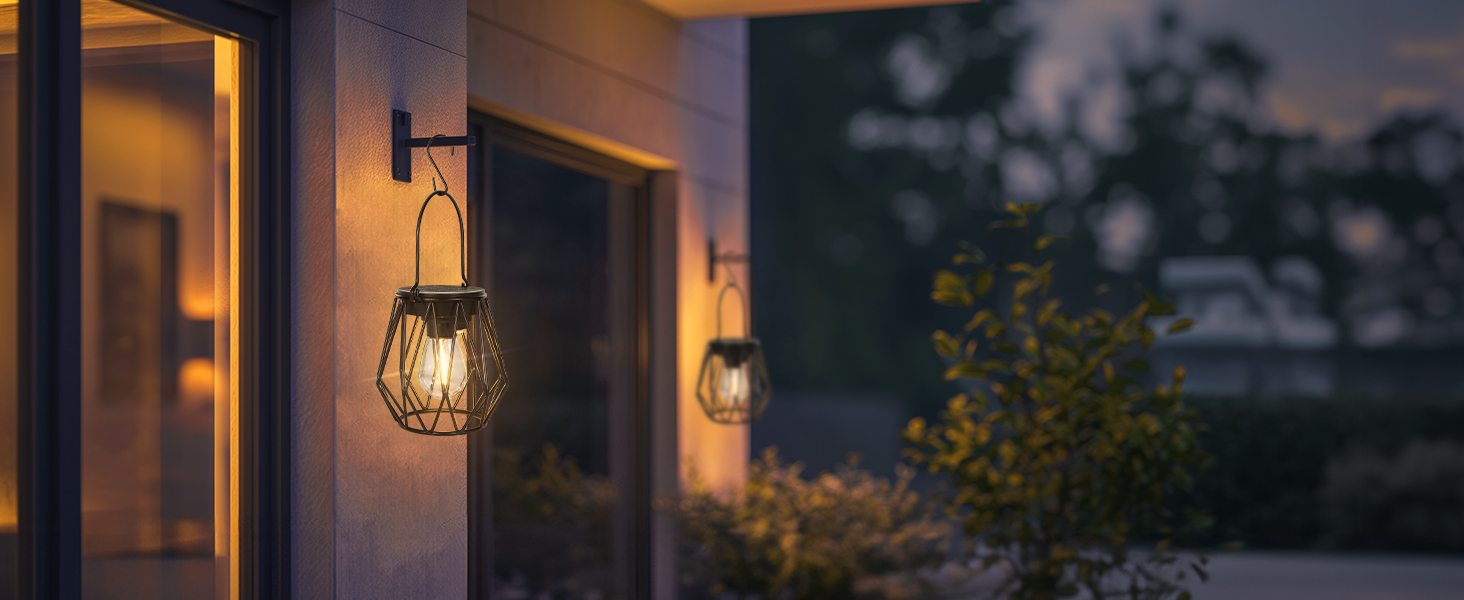 2 Сонячні ліхтарі для саду та вулиці, LED, водонепроникні, металеві, чорні, (діамант)