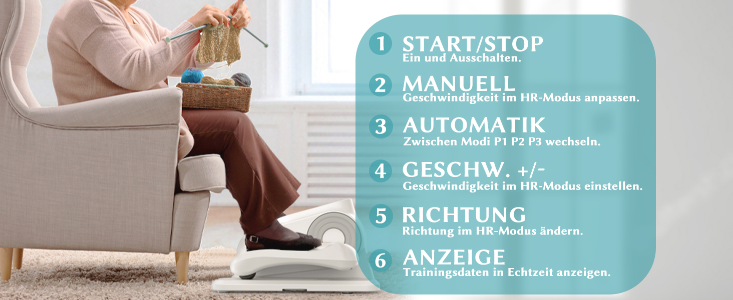 Електричний еліптичний тренажер Amonax, міні крос-тренажер для дому, сидячий тренажер для ніг, кардіо тренажер під стіл, для людей похилого віку, білий