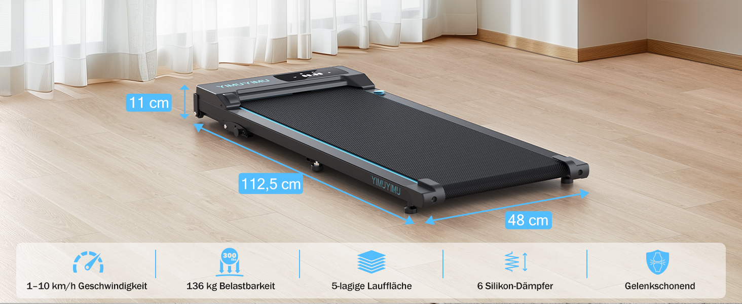 Домашня бігова доріжка Walking Pad з регульованим нахилом 0-8% та швидкістю до 10 км/год