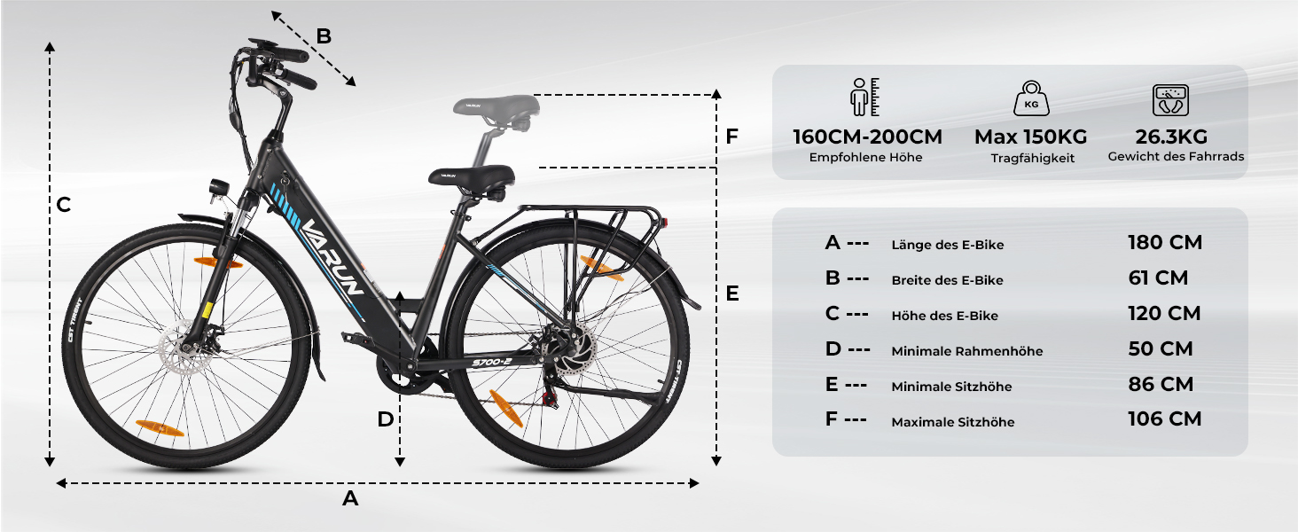 Електровелосипед VARUN 28 48V 499.2Втгод, 100км, 250Вт, 7-ступ, LCD, білий