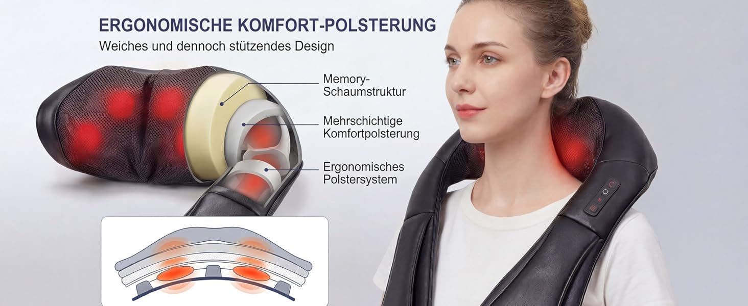 Масажер для шиї з підігрівом, 3D масаж для зняття болю в шиї, спині та попереку, Shiatsu масажер з 3 рівнями інтенсивності, подарунок для жінок та чоловіків