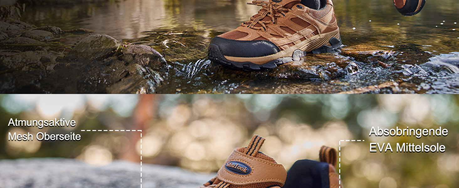 Чоловічі трекінгові черевики SHULOOK, водонепроникні, легкі, з антиковзаючою підошвою, чорно-червоні, 44 EU