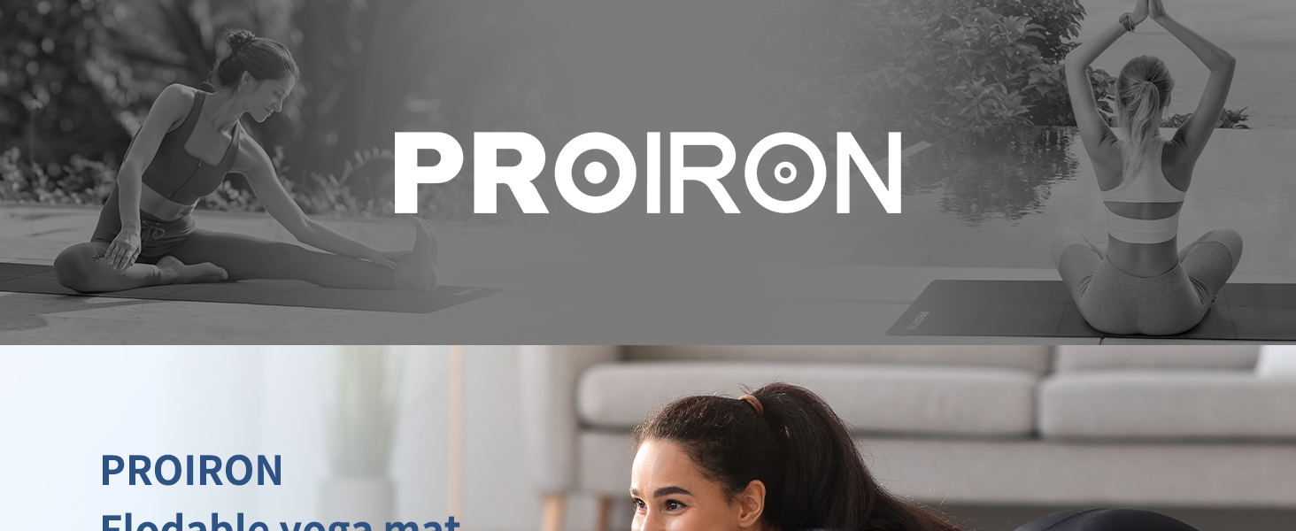 Килимок для йоги PROIRON складаний, 173x61x2 мм, синій - зручний, антиковзкий килимок для фітнесу та пілатесу в подорожах