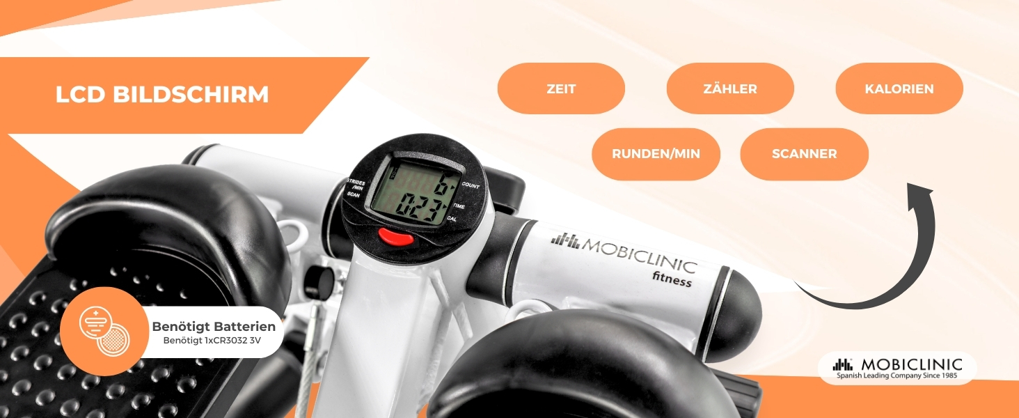 Mobiclinic® Fitness Stepper 2 в 1 Step Plus з тросами, багатофункціональний тренажер для дому, LCD дисплей, навантаження до 100 кг, регулювання опору