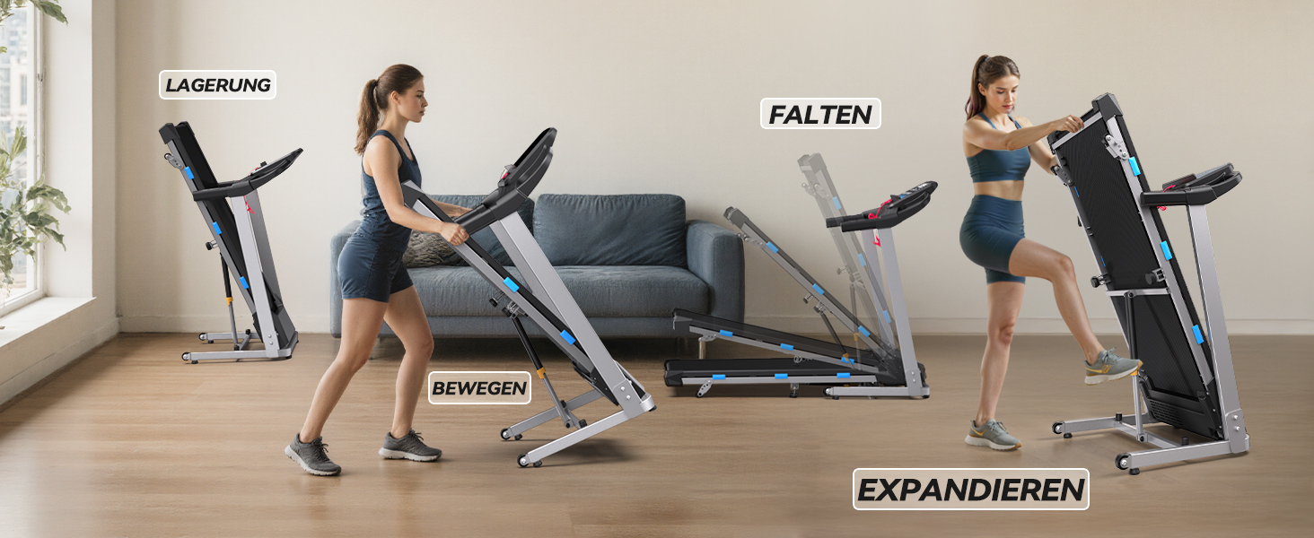 Біговий доріжки для дому Cardirun 3.0PS, 12 км/год, нахил 10%, до 160 кг, LED-дисплей, APP, Bluetooth, тиха, срільно-чорний