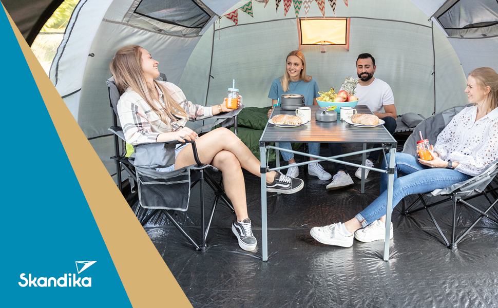 Крісло для кемпінгу Skandika Relax Comfort: зручне, складне, з підстаканником та ізольованим відділенням, до 160 кг, сіре