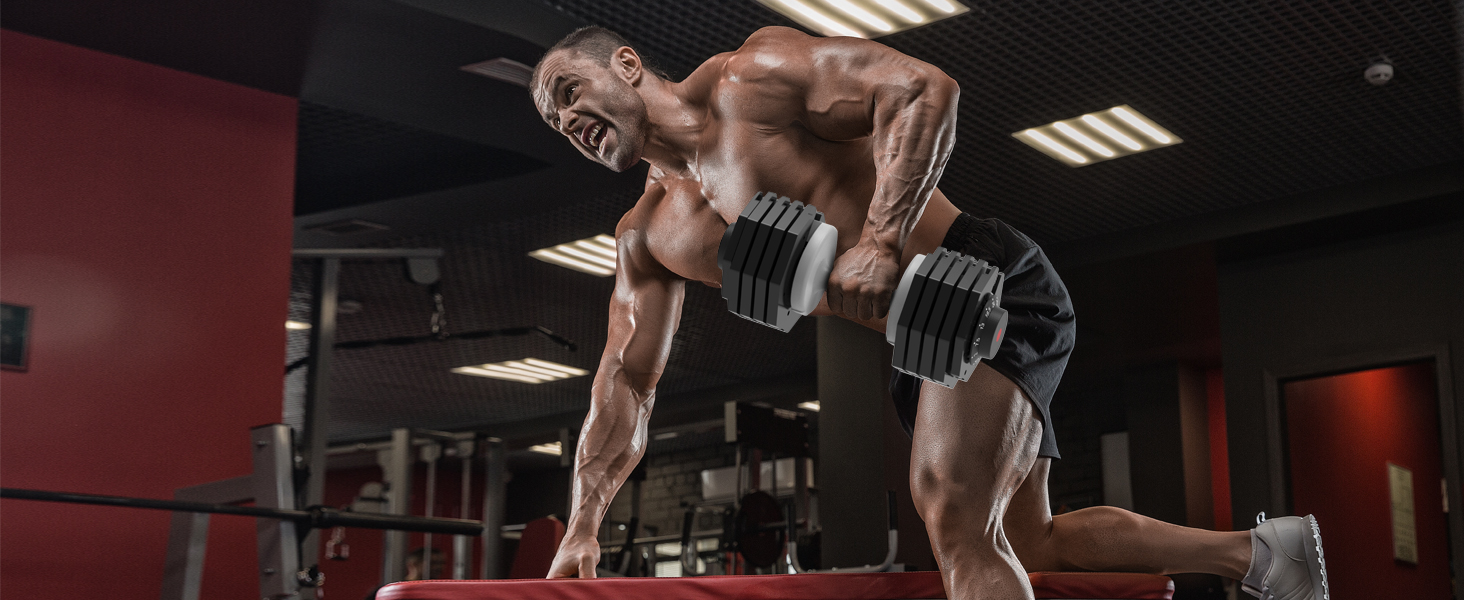 Регульовані гантелі EnterSports 12/18/27 кг з неслизькими ручками для дому, офісу, фітнес-залу. Комплект 27 кг