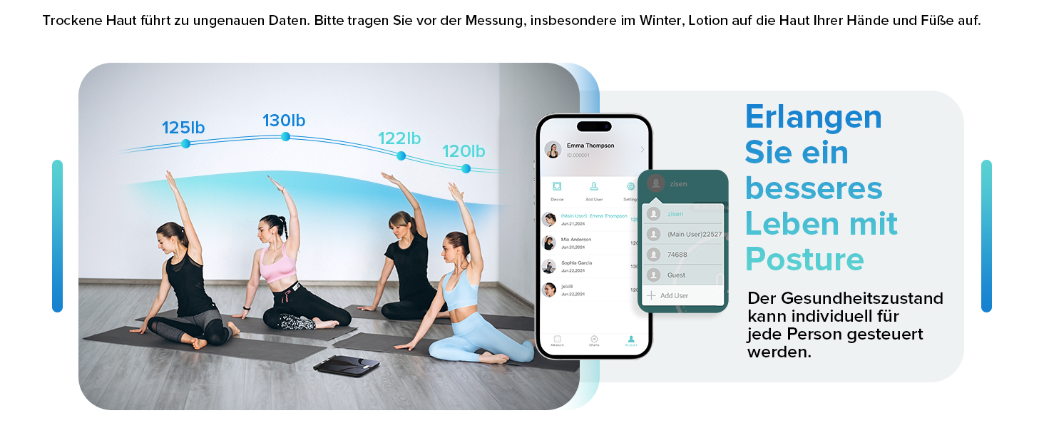 Вага для вимірювання складу тіла Posture, електронна вага для тіла з 8 електродами, вимірювання ваги, жиру, BMI та 28 показників тіла, LED-дисплей, чорний