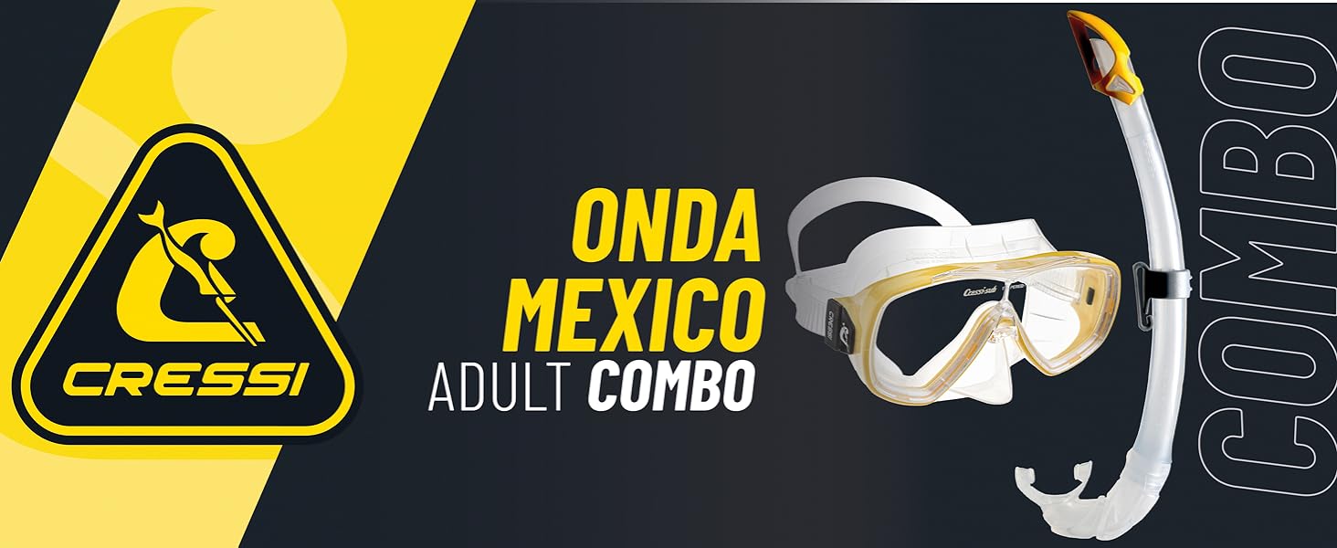 Маска для підводного плавання Onda або Набір трубок Onda Mask і Snorkel Mexico, один розмір, дорослий унісекс чорно-чорний набір трубок одномісний