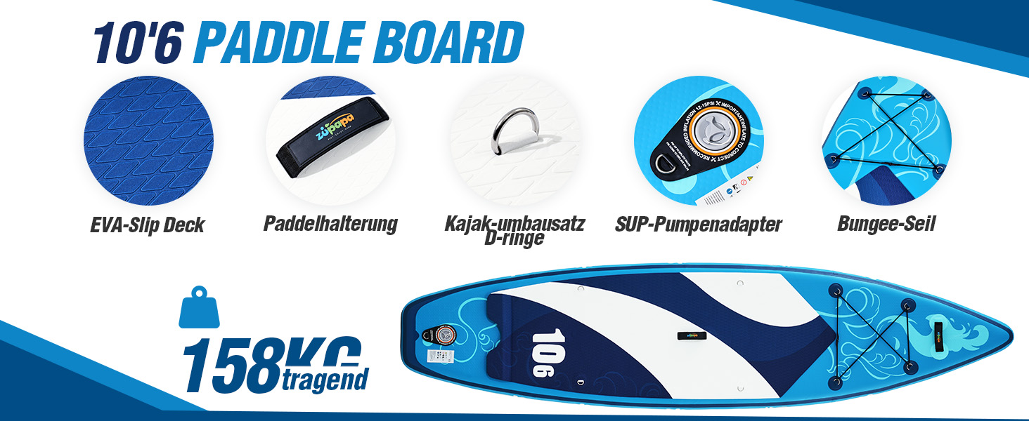 Надувний SUP-борд Zupapa 366см/320см з аксесуарами | Stand Up Paddle Board з сидінням для каяка | Комплект