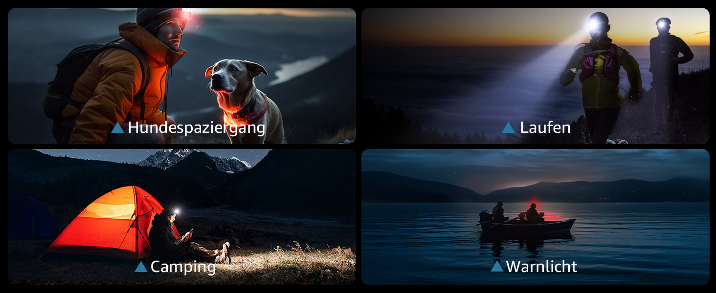 Ліхтар на лоб Lepro, акумуляторний, IP65, 1000 люмен, знімний LED, червоне світло, 6 режимів, для кемпінгу, спорту, риболовлі, майстерні, з USB-C кабелем