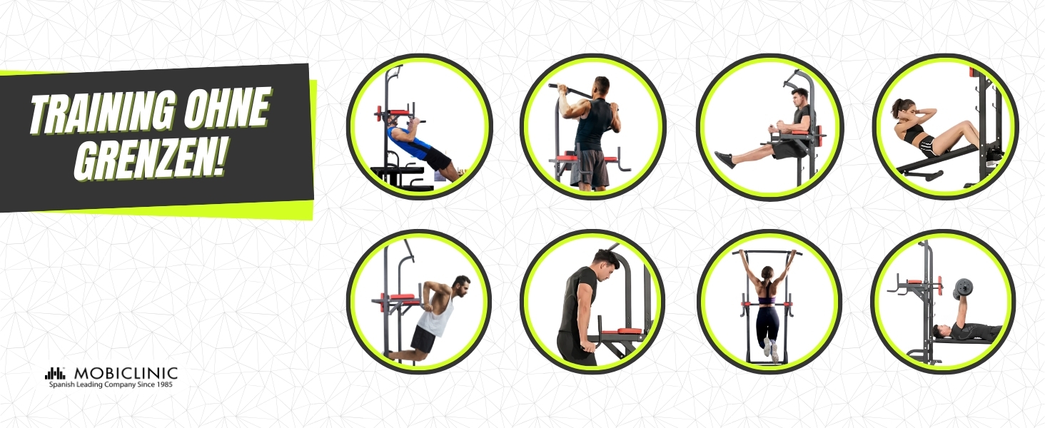 Мультифункціональна силова станція Mobiclinic Fitness 9 в 1, складана, з турніком, лавкою для жиму, регульована по висоті, протиковзка, м'яка оббивка