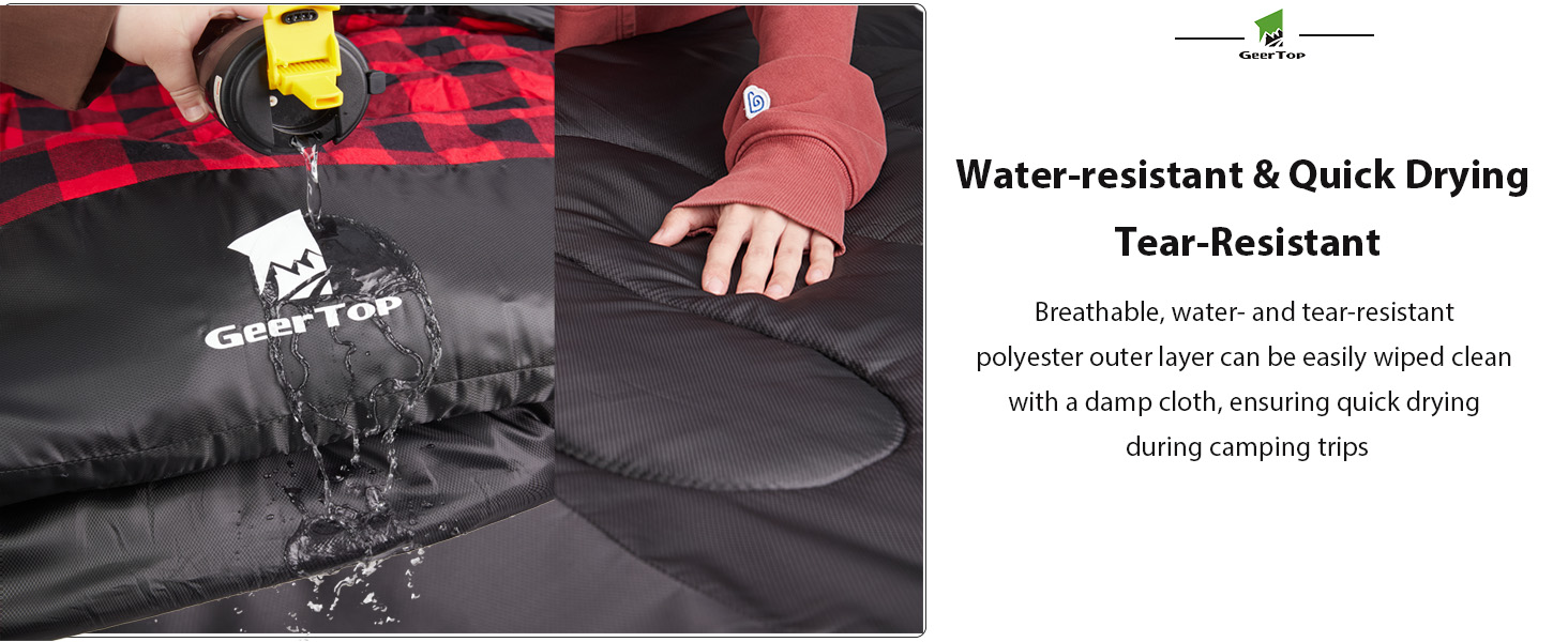 Сплячий мішок GEERTOP XXL 4 сезони, фланелевий, 220x100 см, для дорослих, кемпінг, подорожі, туризм, чорний у синьому клітинку