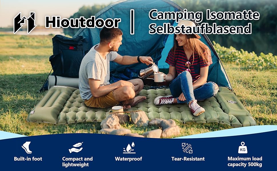 Килимок для кемпінгу Hioutdoor самонадувний 10 см, ультралегкий, з насосом-пресом для ніг, сірий