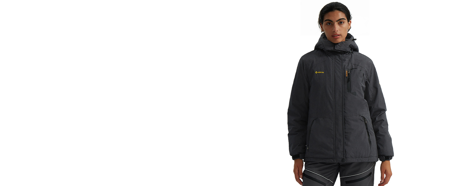 Жіноча лижна куртка GEMYSE: водонепроникна, тепла, вітрозахисна, зимова, сіра, фіолетова, XL