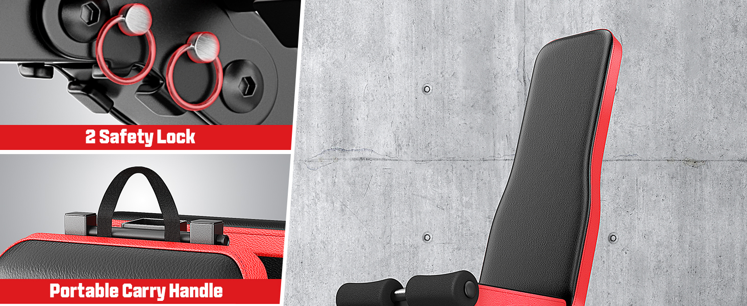 Регульована складана лава для тренувань з 9-рівневим налаштуванням спинки, чорна. Максимальне навантаження: 300 кг