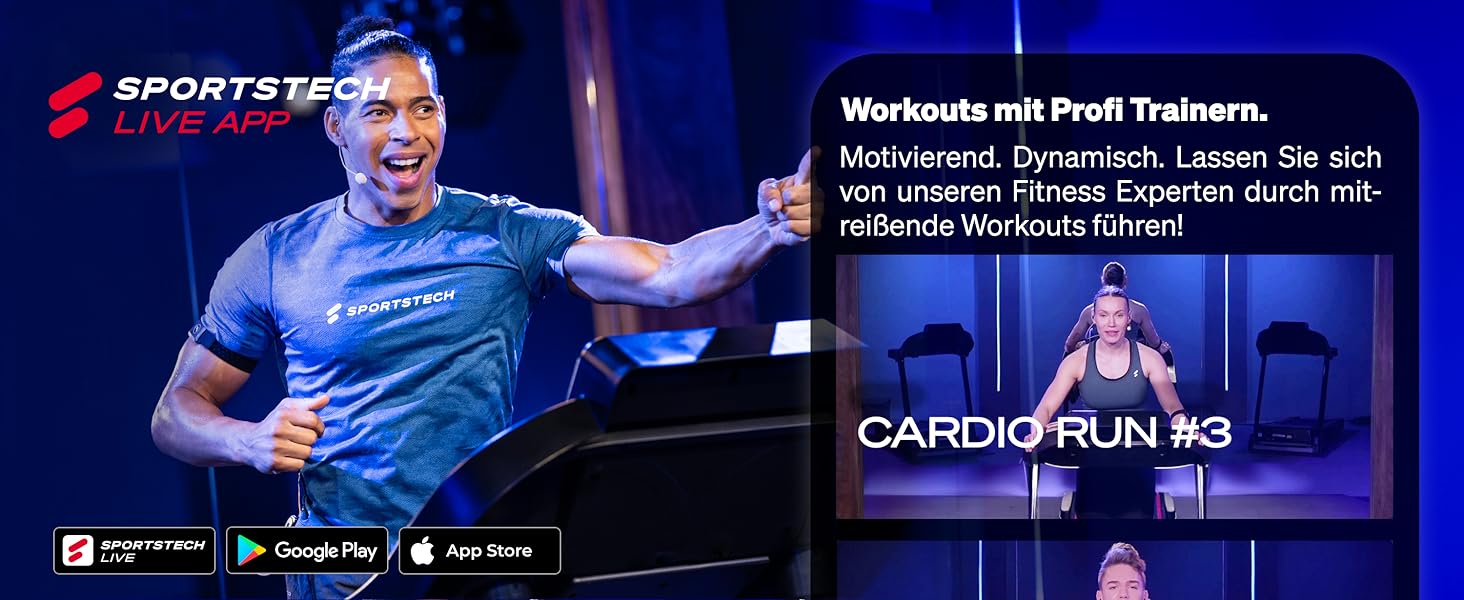 Біговий тренажер Sportstech F37s: складаний, до 20 км/год, 7PS, з нахилом, 150 кг, для дому, з підключенням до APP, сертифікований TÜV