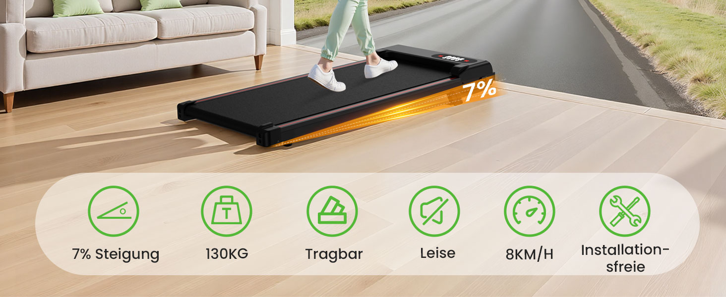 Біговий доріжка HomeFitnessCode з нахилом для дому - Walkpad, електрична, 1-8 км/год, міні, 90 см (чорний)