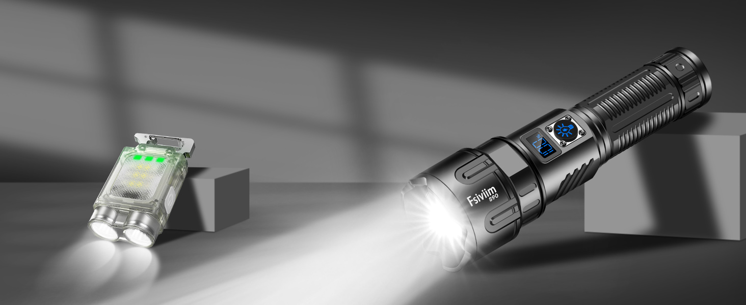 Ліхтарик LED перезарядний, 500000 люмен, тактичний, потужний, USB-C, для кемпінгу, з регулюванням зуму