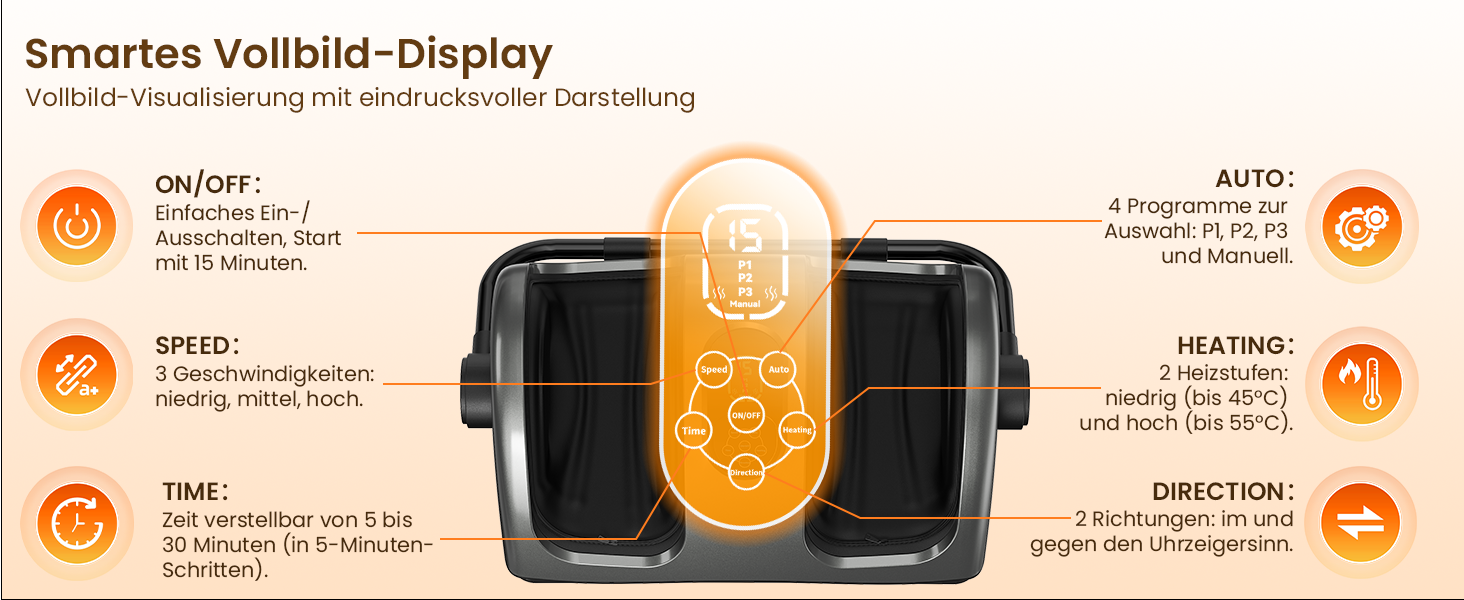 Електричний масажер для ніг TISSCARE з функцією шиацу, нагрівом, розминанням, роликами та натисканням. 360° регульована ручка. Для зняття болю, подарунок для жінок та чоловіків. Колір: сірий.