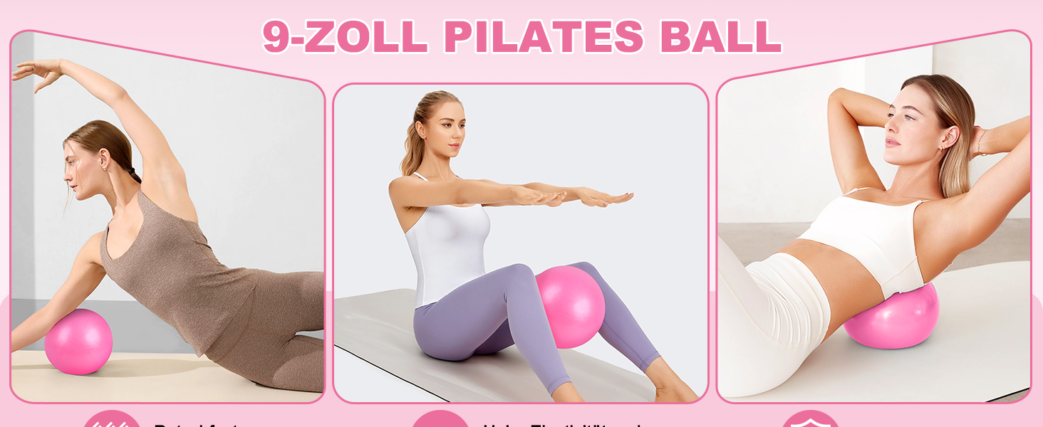 Набір для пілатесу: кільце, фітнес-гумка для стегон, стрічка для розтяжки, фітнес-постер (рожевий)