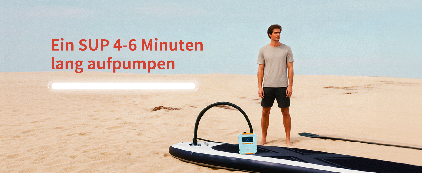 Електричний насос SUP Pumpe 60 PSI для накачування дощок, човнів, матраців. Акумулятор 20800mAh, Type-C, 10 насадок