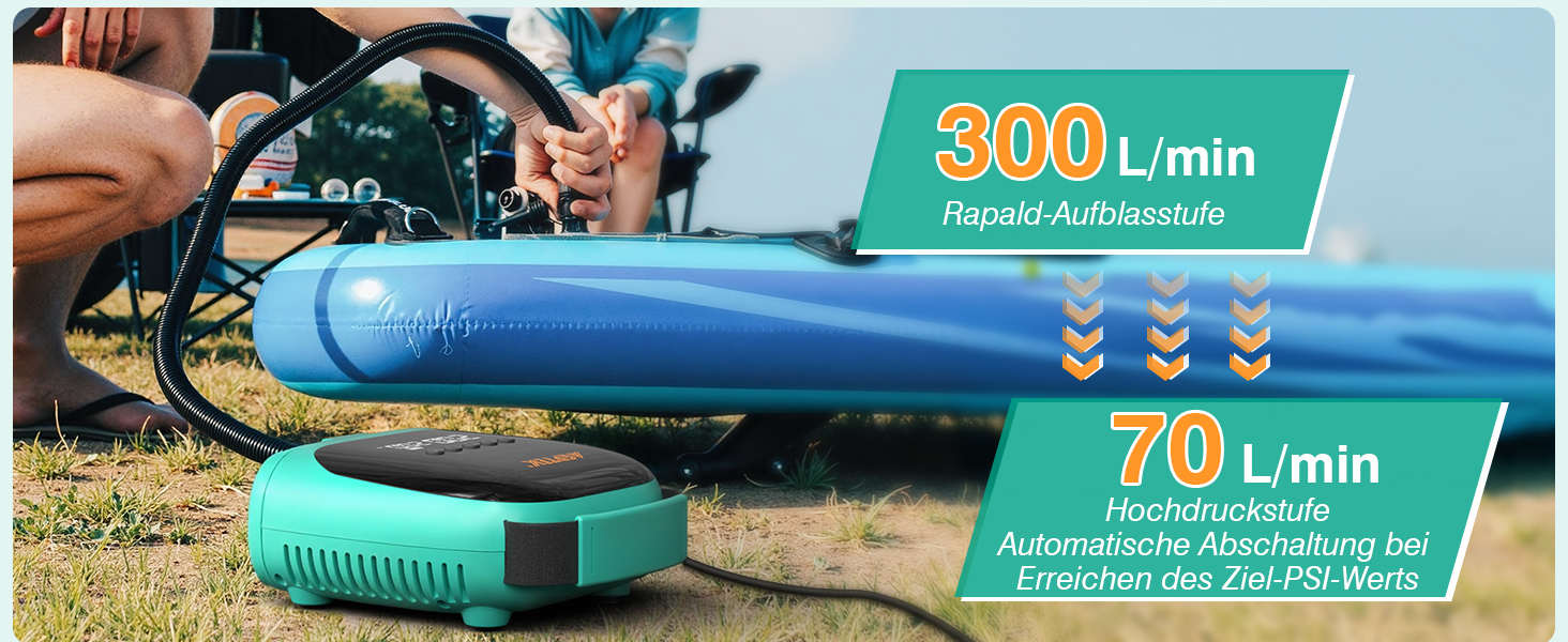 Електричний насос для SUP AGPTEK 20 PSI: автоматичне вимкнення, 12V, для надування та здування SUP-дошок