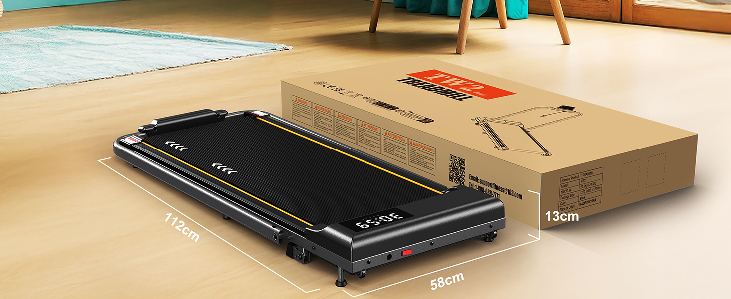 ORISYN Walking Pad - бігова доріжка для дому з регулюванням нахилу 7%, потужність 2.25HP, швидкість 1-12 км/год, 7-шарова поверхня, сірий колір