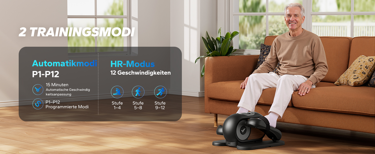 MERACH Міні електричний крос-тренажер під стіл з пульт, дисплей, неслизьке покриття, 12 швидкостей, тихий та портативний для дому, для дорослих та літніх людей (чорний) E32-2024