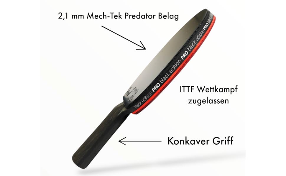 Тенісний стіл Heinsa Black Edition Pro з карбоном та гумою Mech-Tek Predator (2,1 мм), сертифікований ITTF – обертання, швидкість та контроль