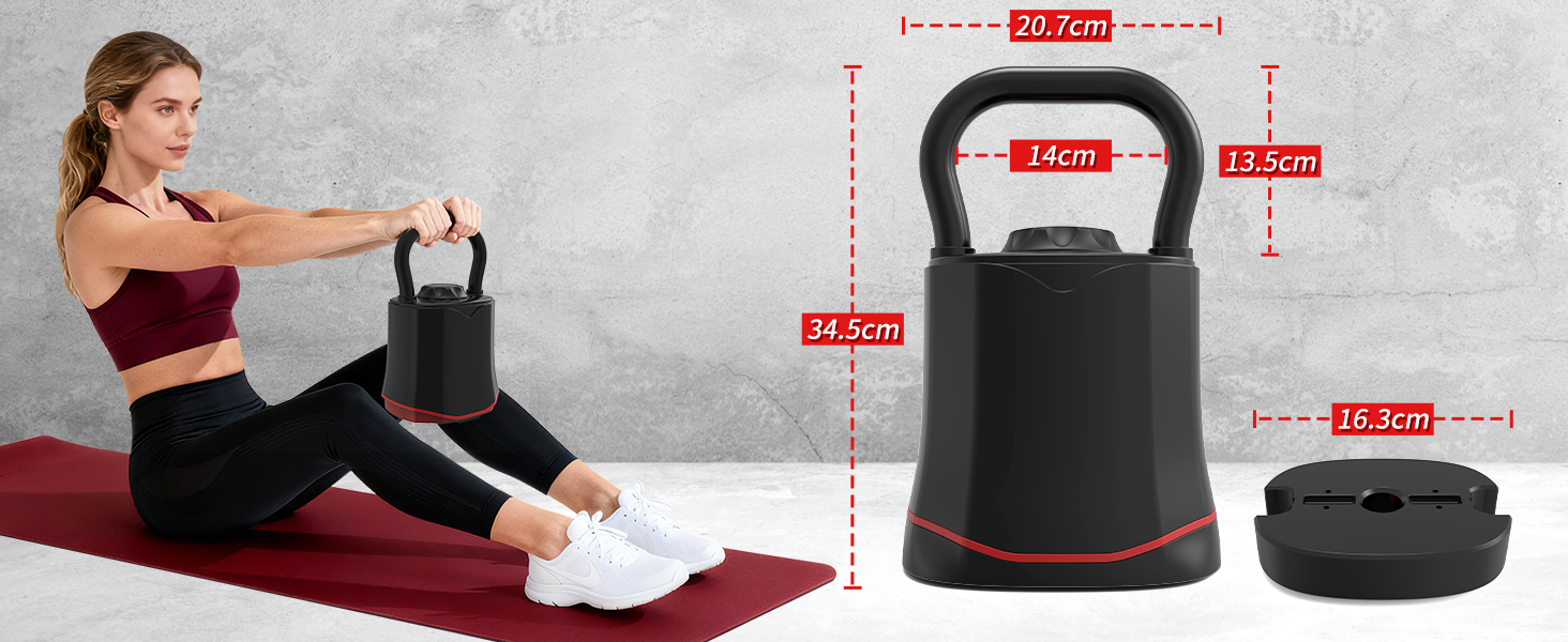 HXD-ERGO Регульована гантель-гиря 6-в-1 (3–18 кг) з швидкою зміною ваги, широким руків'ям, компактна для дому та залу, чорна