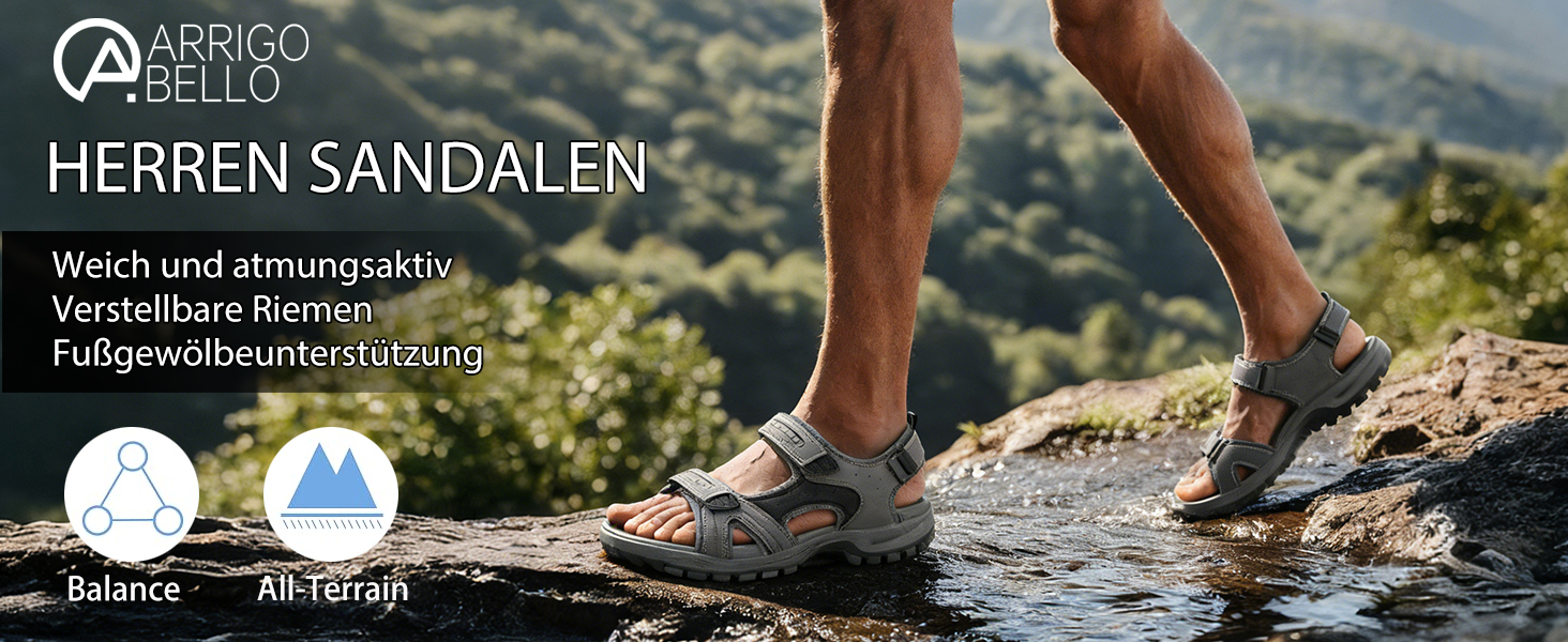 Чоловічі сандалі ARRIGO BELLO для трекінгу та пляжу, чорні, розмір 43 EU