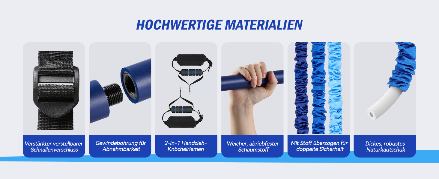Набір для пілатесу з еластичними стрічками та стержнем, 4 рівні опору (180LBS/140LBS/240LBS/360LBS), для фітнесу, йоги, тренажерного залу, колір градієнт блакитний