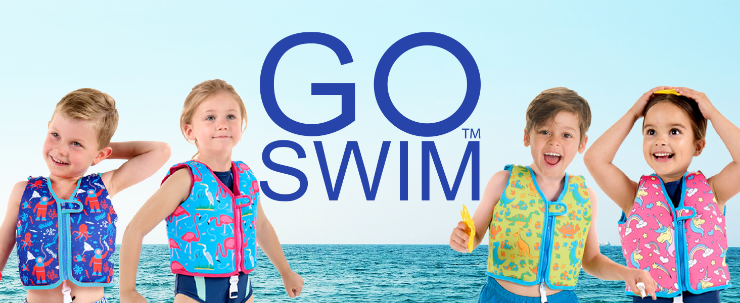 Дитячий жилет для плавання Go Swim Fab Flamingos L (3-6 років, 19-30 кг) з безкоштовною сумкою для плавання