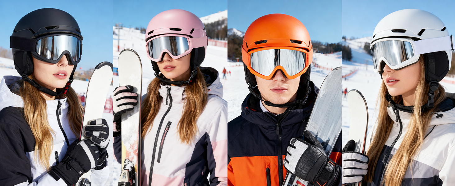 Шолом для сноуборду та гірських лиж з маскою, DXH816. Знімне кріплення, дихаючий, захист від ударів, UV-захист, регульований. Чорний матовий.