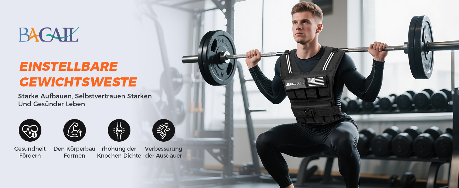 Вага для тренувань BAGAIL: регульована, зі знімними пластинами, для силових тренувань, фітнесу, йоги та аеробіки (9.66 кг)