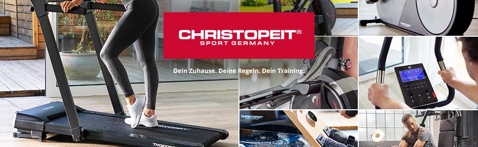 Бігова доріжка CHRISTOPEIT складана з амортизацією AntiShock, LED-дисплеєм та Bluetooth, сумісна з додатком - TM 5000S/4500S/4000S