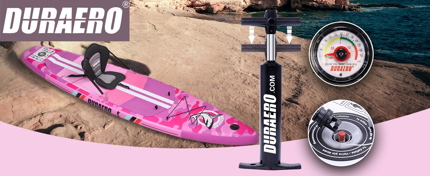 Надувний SUP Борд Stand Up Paddle Board Set, 330x76x15см, з кріслом для каяка, тримачем для камери, інтегрованим кік-педом, регульованим веслом, 3 фінами, повним аксесуаром, до 150кг, рожевий