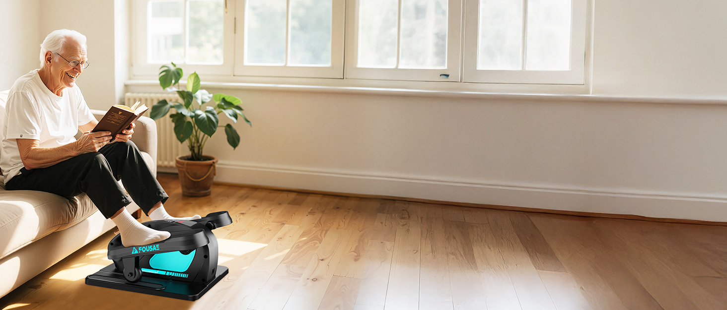 Еліптичний тренажер під стіл для дому, 2 в 1 електричний крос-тренажер з 15 швидкостями та 3 автоматичними режимами, педальний тренажер для літніх людей з пультом дистанційного керування, тихий та портативний тренажер для ніг, синій, 15 швидкостей + 3 автоматичні рівні