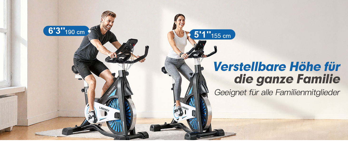 Велотренажер для дому: фітнес-велосипед з пульсометром, LCD-дисплеєм та підставкою для iPad, регульоване сидіння та опір, чорний