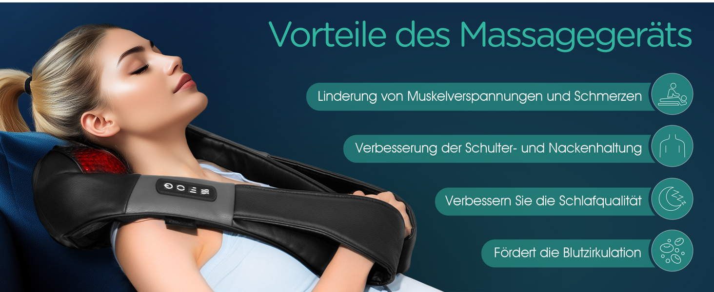 VOYOR HEALTH Масажер для шиї та плечей з підігрівом, електричний 4D Шіацу, для спини, шиї, плечей, знеболення м'язів, модель PJ100