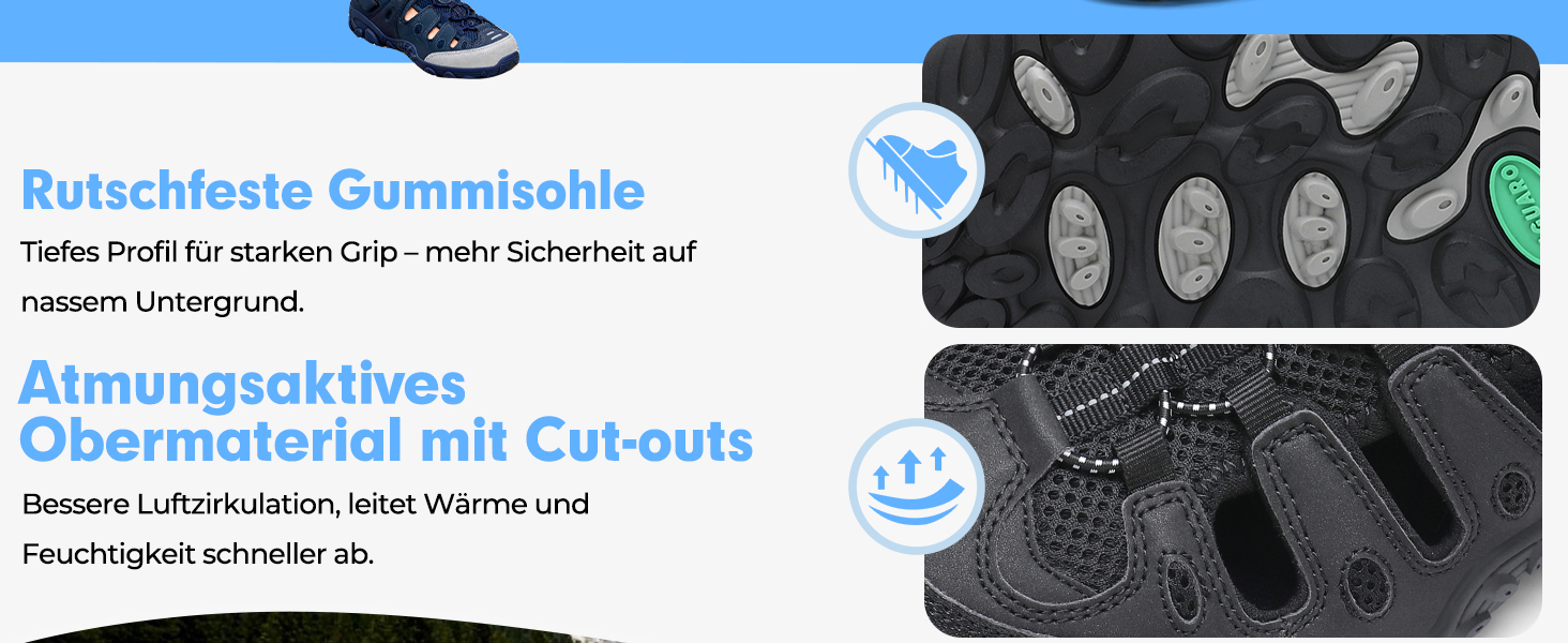 Сандалі SAGUARO чоловічі та жіночі зручні дихаючі для активного відпочинку, спорту, трекінгу та піших прогулянок 43 EU чорні