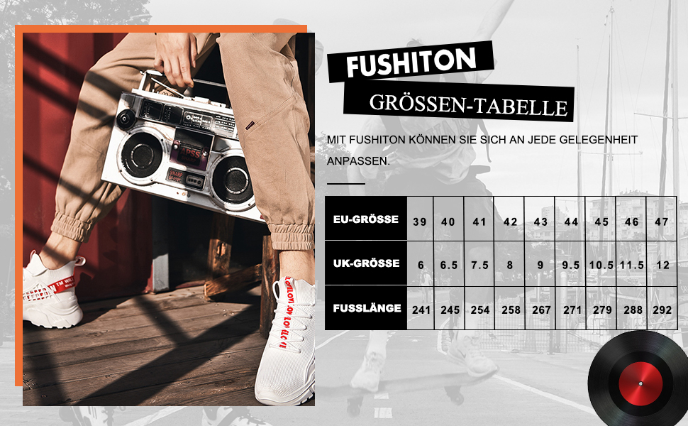 Чоловічі кросівки FUSHITON: дихаючі спортивні, легкі, повсякденні, для бігу по місту, стильні фітнес-кросівки, чорні, 43 EU