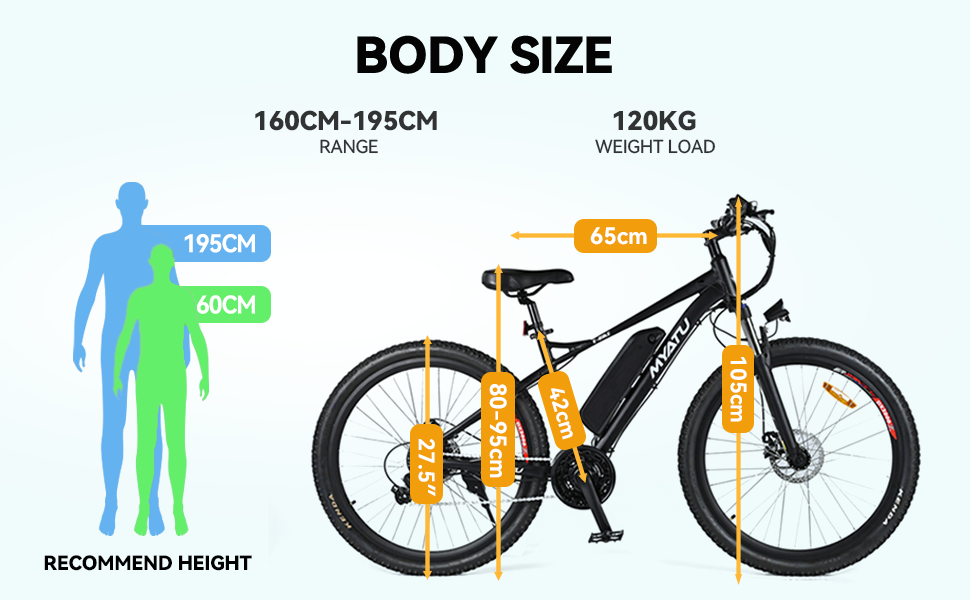 Велосипед MYATU E-Mountain 27,5 250W 48V Shimano 21-шв, чорний