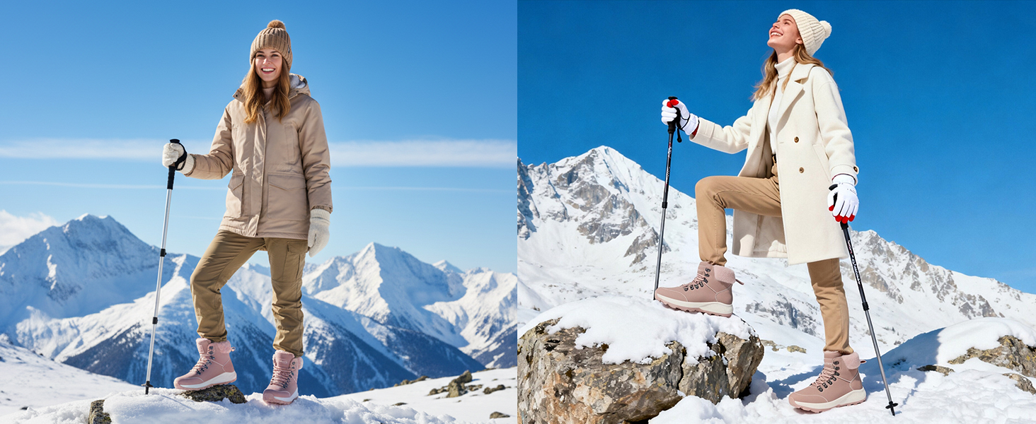 Жіночі зимові черевики: утеплені снігоступи, трекінгові черевики для хайкінгу (жовті, 38 EU)