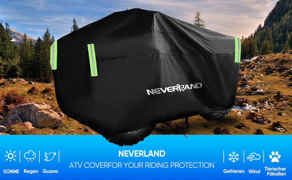 Водонепроникний чохол для квадроцикла NEVERLAND ATV XL (210x120x115 см), захисний покрив з тканини 300D Oxford, стійкий до UV, дощу та пилу, чорний