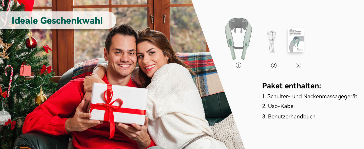 Масажер для шиї Snailax 4D з підігрівом та Shiatsu, електричний масажер для шиї, плечей та спини, зелений