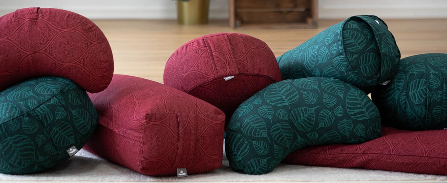 Подушка для медитації Bodhi ZAFU 34 см Maharaja Collection: Подушка для йоги з бавовняним чохлом та органічною гречаною лузгою Madurai/бежева