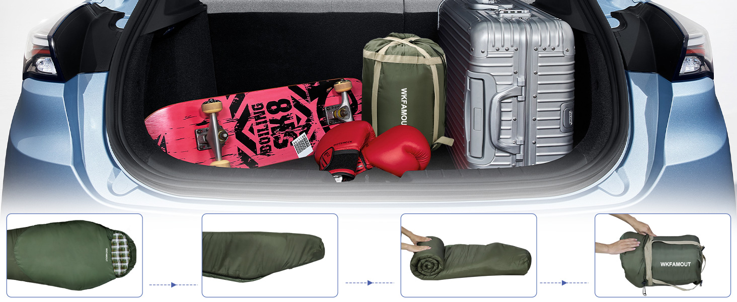 Сплячий мішок WKFAMOUT Mumienschlafsack для кемпінгу та подорожей, -12°C - 0°C, фліс, 3-4 сезони, дорослий/дитячий, 500GSM